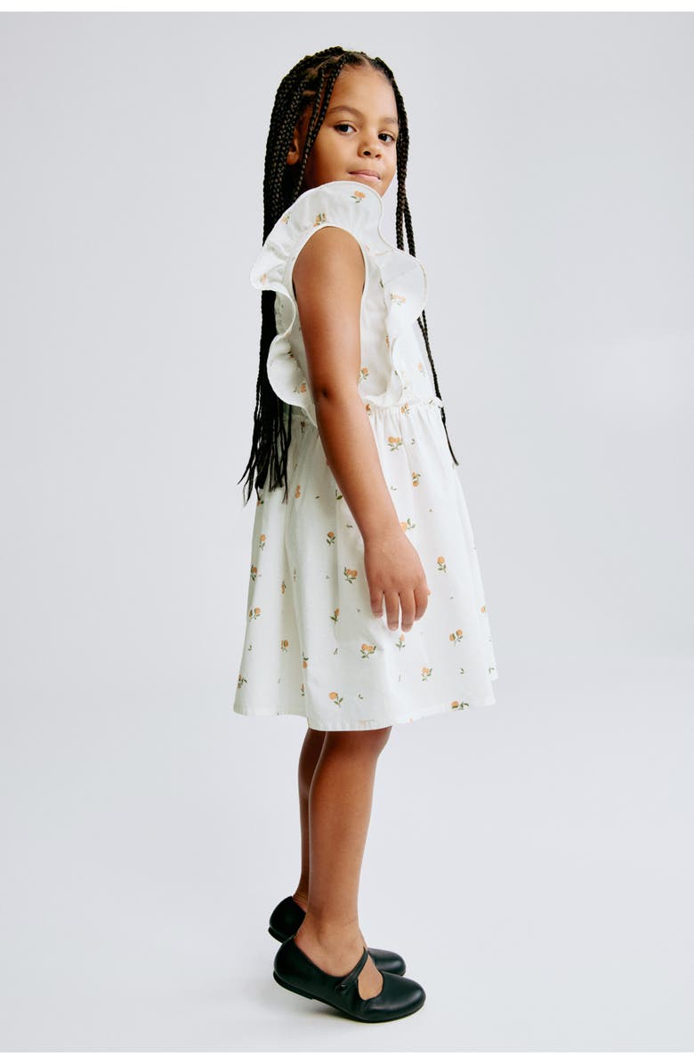 H&M Printed Cotton Dress, Alternate, color, White/Peaches