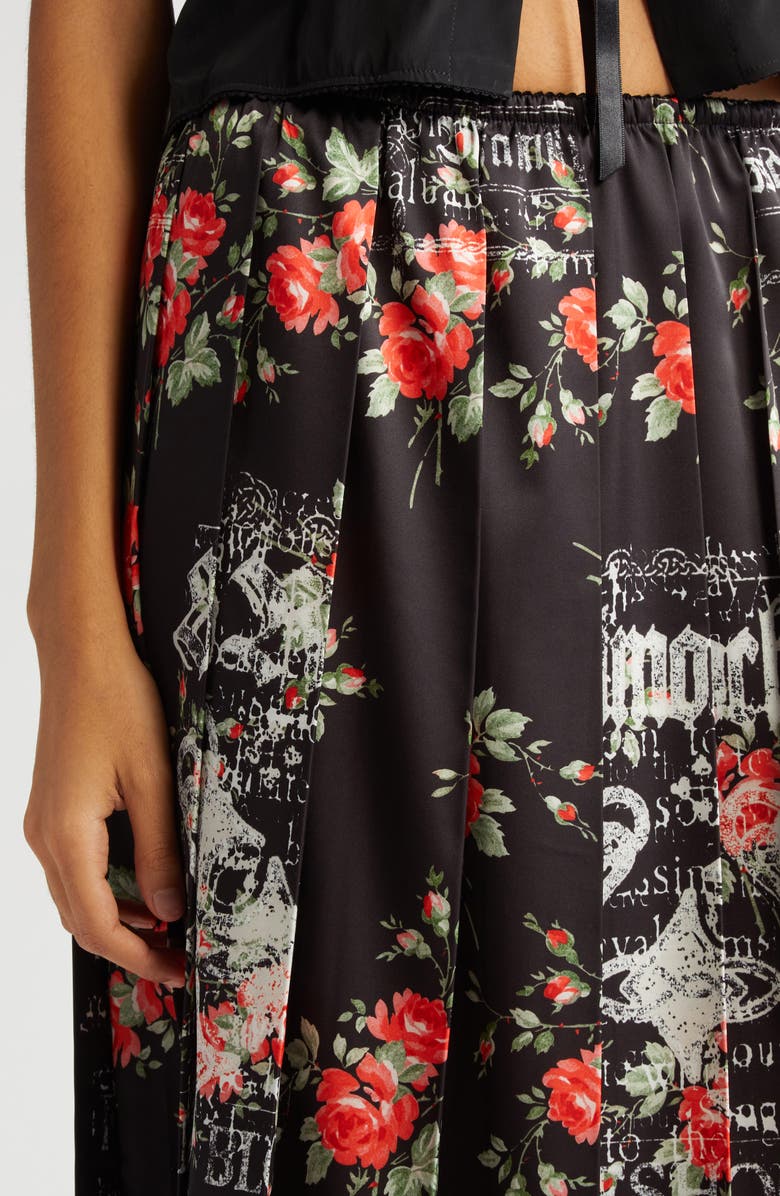 Simone Rocha Logo Floral Print Pleated Skirt, Alternate, color, 