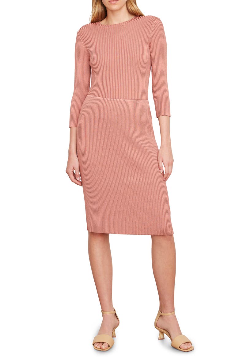 Rib Sweater Skirt, Main, color, TEA ROSE