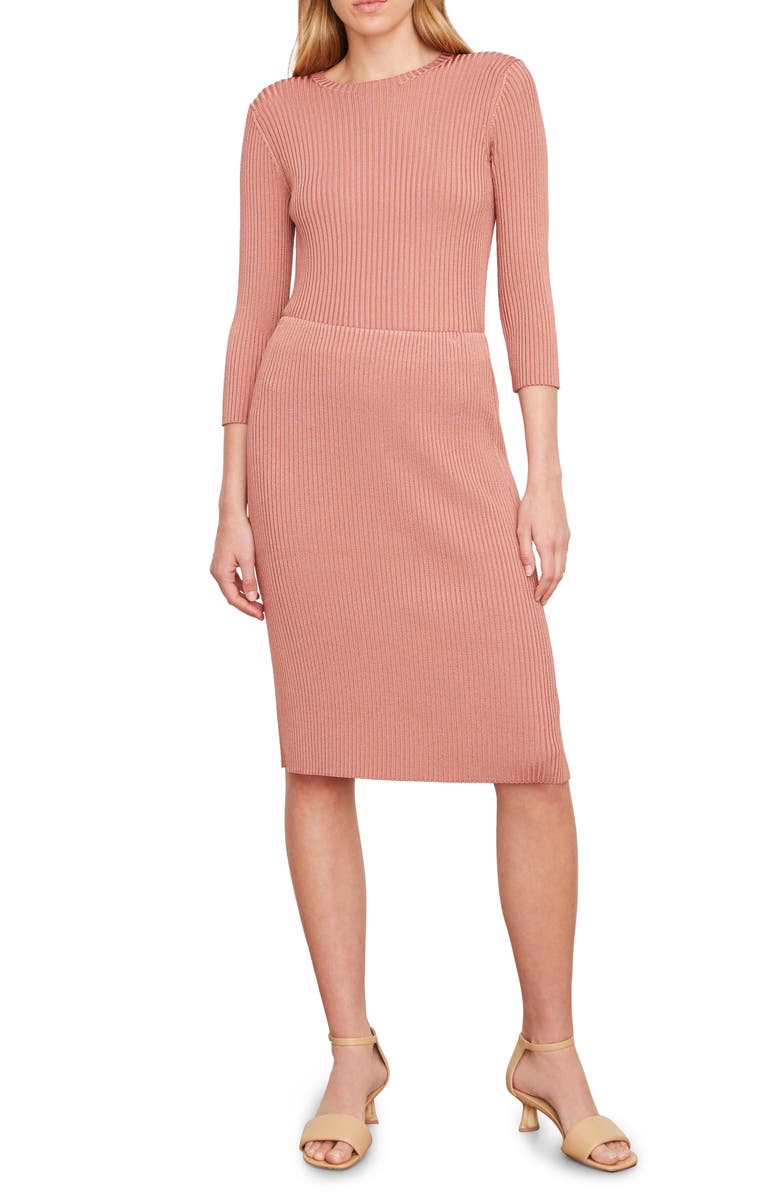 Vince Rib Sweater Skirt, Main, color, Tea Rose