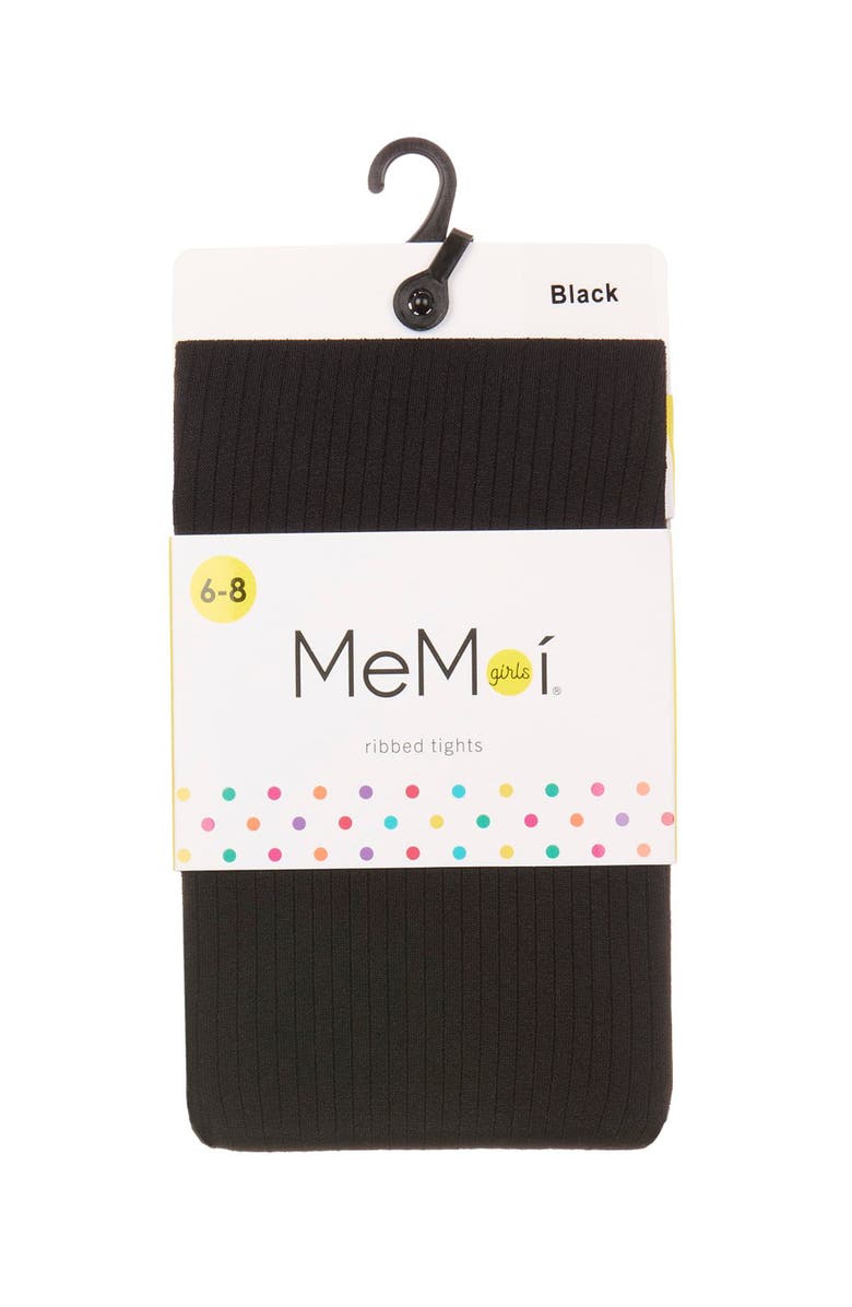 MeMoi Opaque Fine Ribbed Nylon Tights, Alternate, color, Black