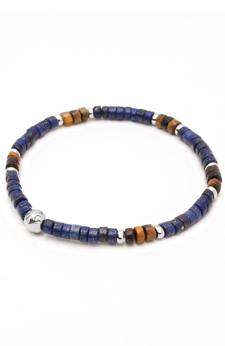 Nialaya Heishi Bead Lapis Tiger Eye Wristband, Main, color, Blue Lapis/Brown Tiger Eye