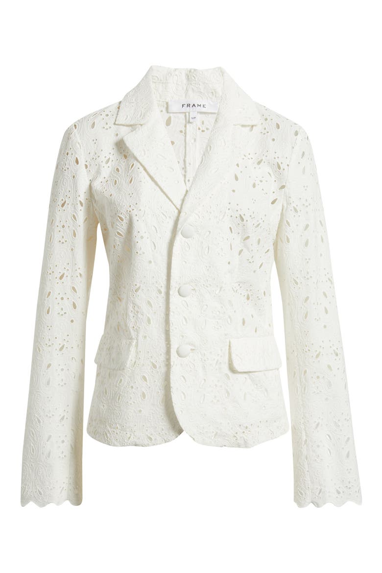 The Paisley Cotton Eyelet Blazer, Alternate, color, WHITE