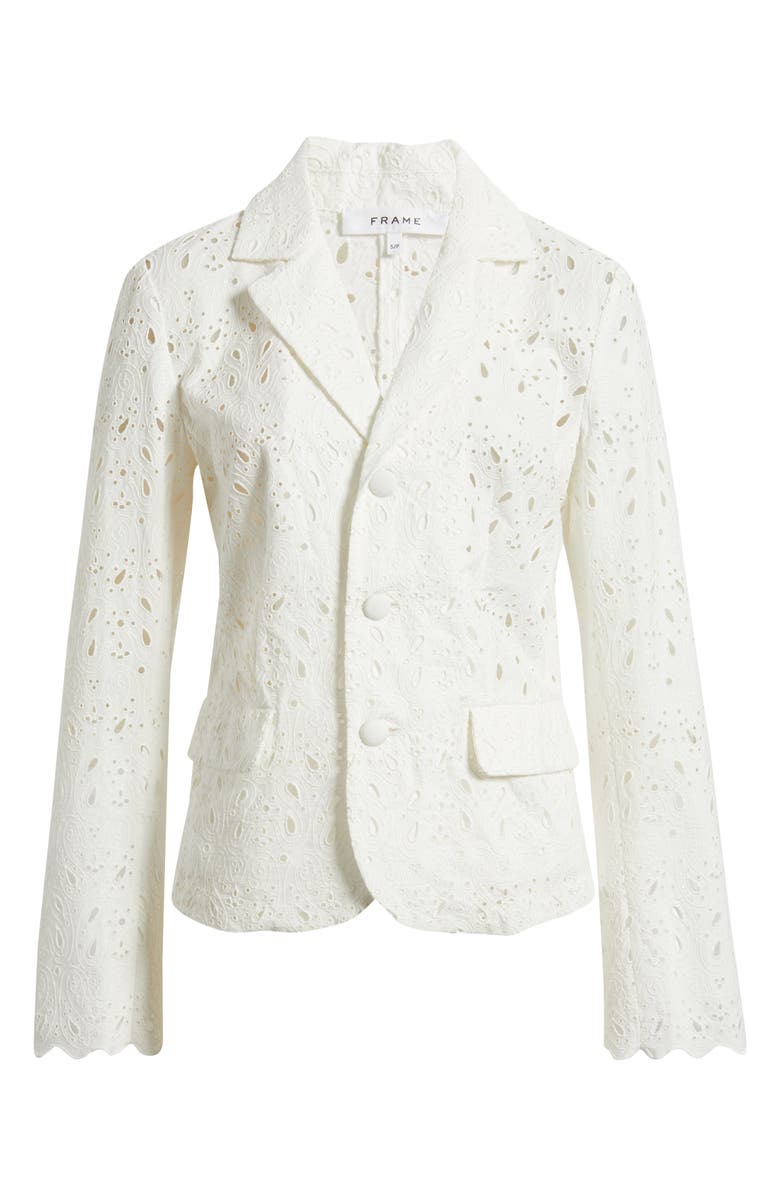 FRAME The Paisley Cotton Eyelet Blazer, Alternate, color, White