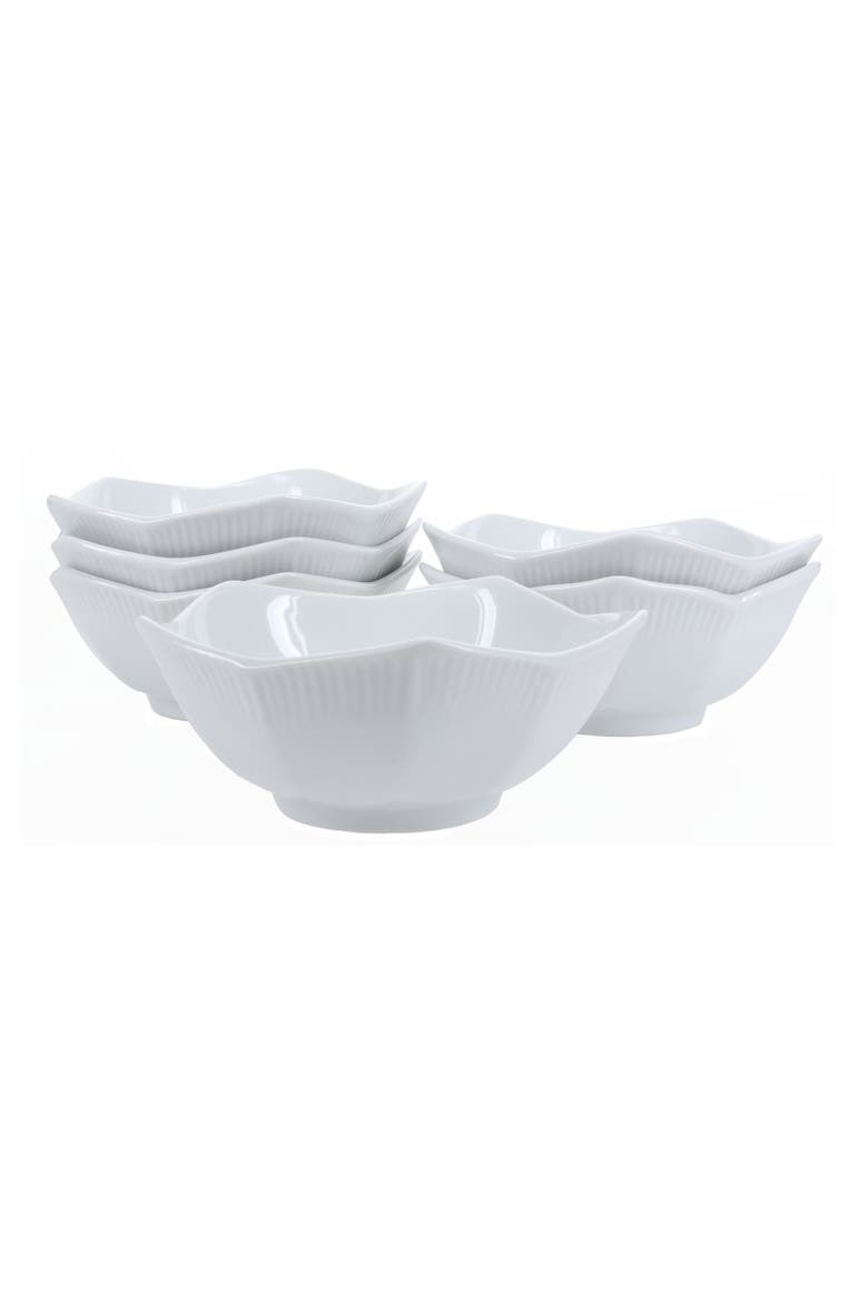 Set of 6 Lotus Bowls, Main, color, WHITE