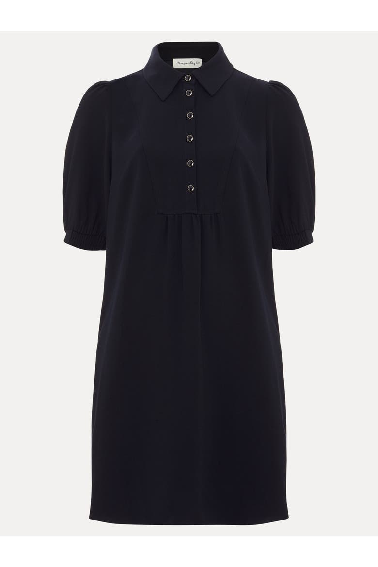 Claudia Button Swing Mini Dress, Alternate, color, Navy