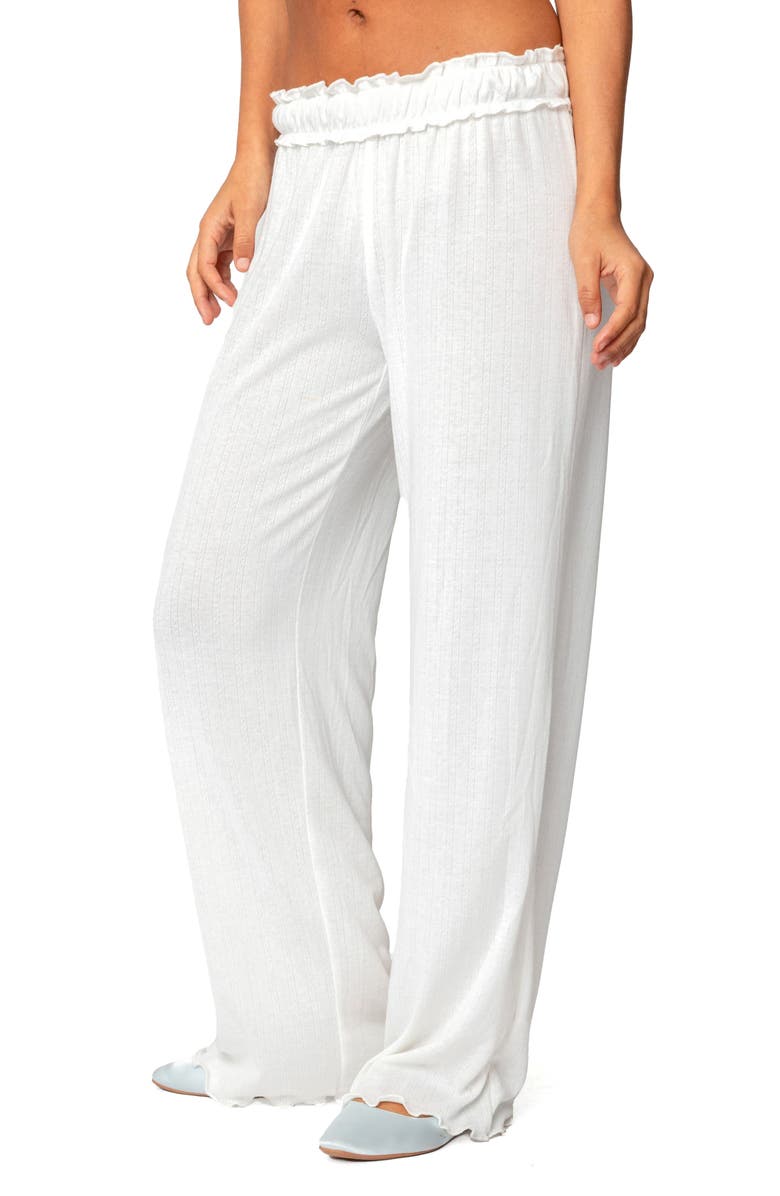 EDIKTED Sylvia Pointelle Pants, Alternate, color, White