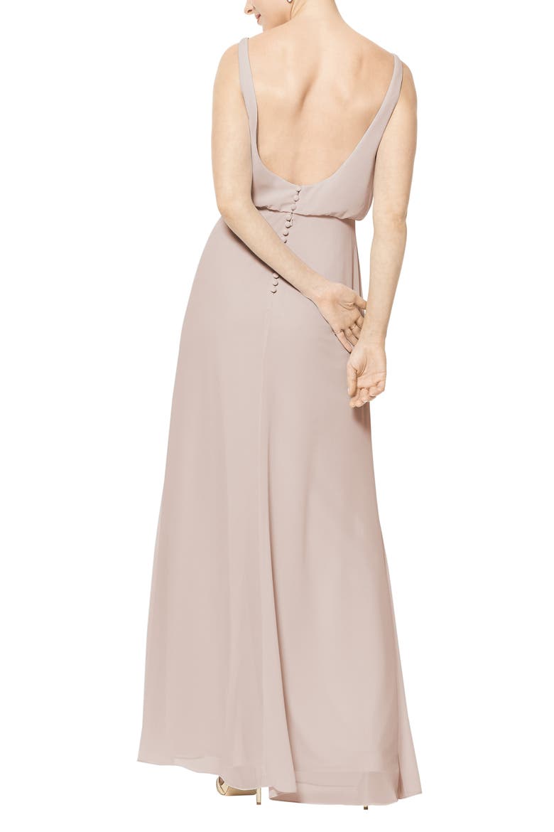 Blouson Chiffon A-Line Gown, Alternate, color, FROST ROSE