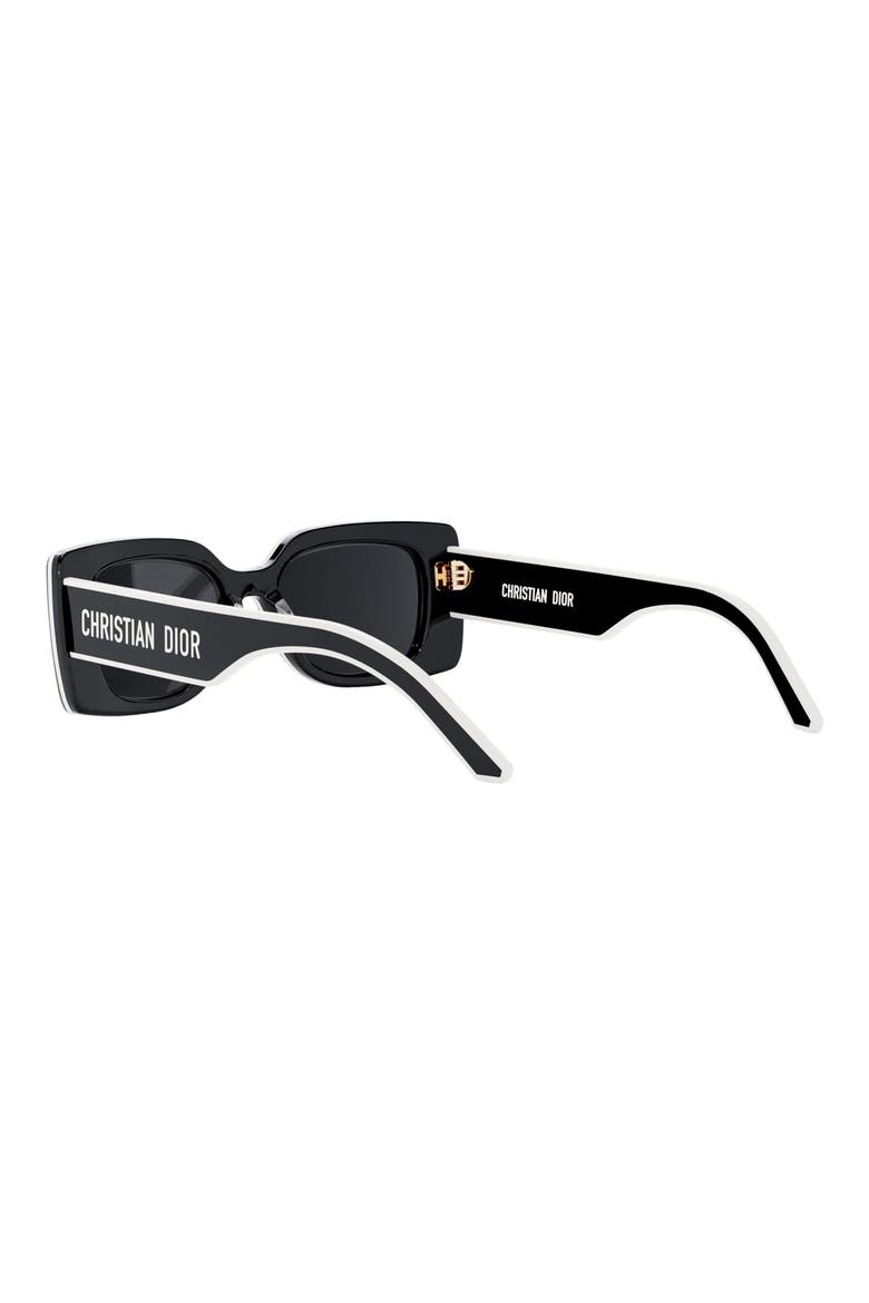 'DiorPacific S1U 53mm Rectangular Sunglasses, Alternate, color, SHINY BLACK / SMOKE