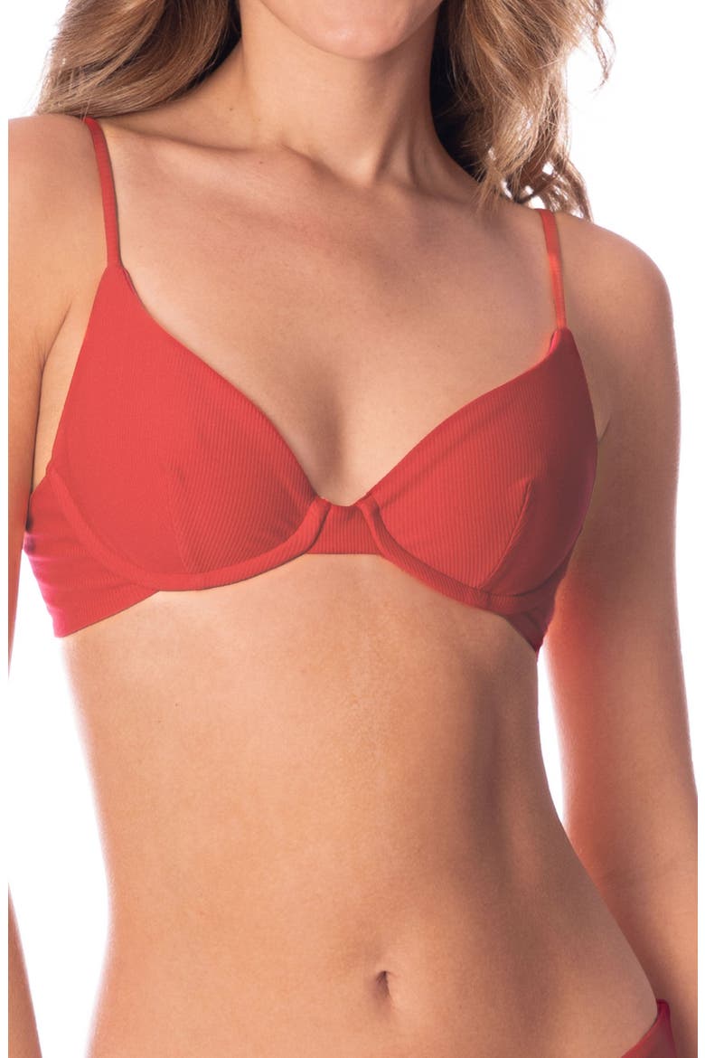 Red Camelia Dainty Reversible Underwire Bikini Top, Main, color, RED