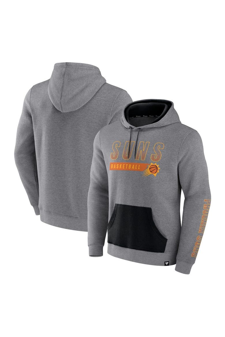 Men's Fanatics Branded Heathered Gray Phoenix Suns Off The Bench Color Block Pullover Hoodie, Main, color, Heather Gray