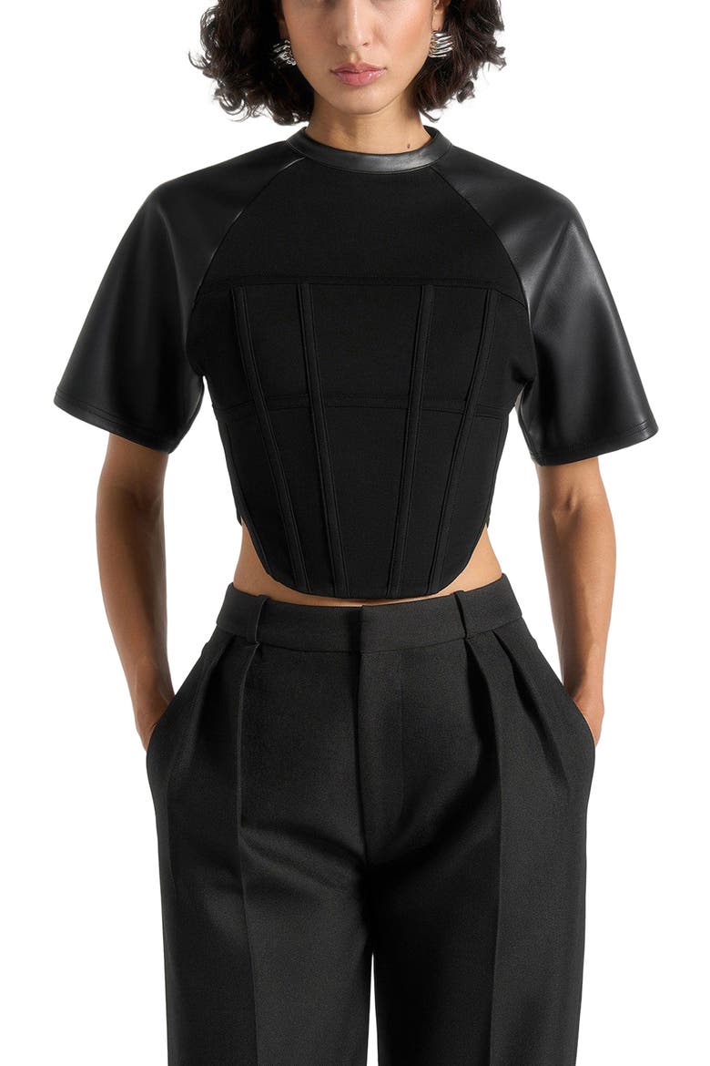 Juline Corset T-Shirt, Alternate, color, Black