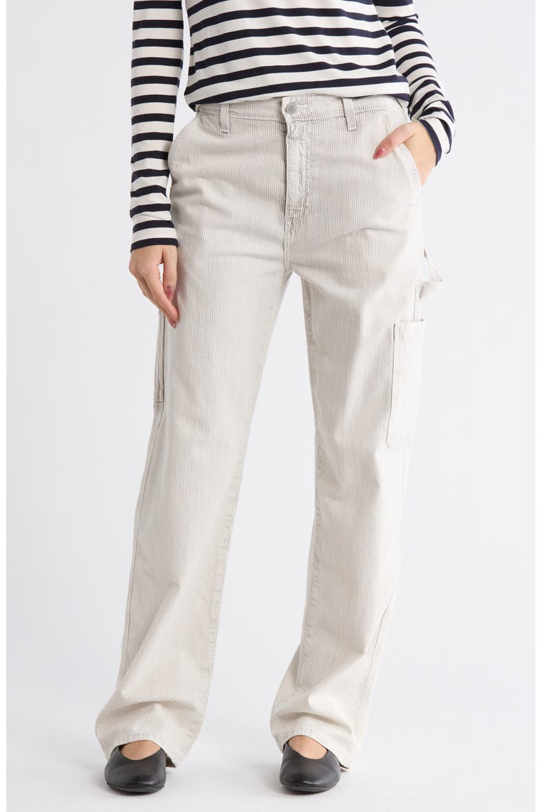 Stripe High Waist Relaxed Straight Leg Carpenter Pants, Main, color, NAVIGATOR