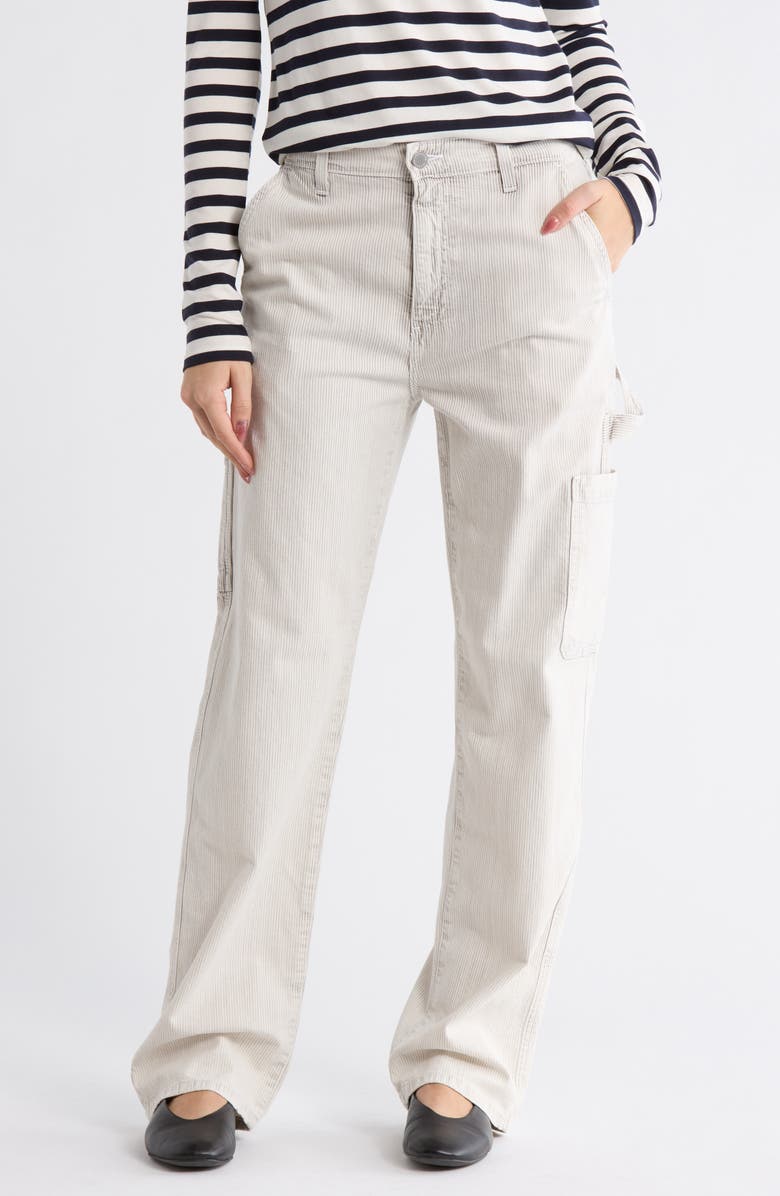 AG Stripe High Waist Relaxed Straight Leg Carpenter Pants, Main, color, Navigator