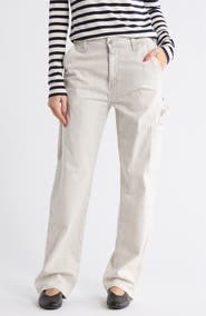 AG Stripe High Waist Relaxed Straight Leg Carpenter Pants