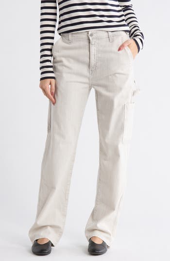 Ag Stripe High Waist Relaxed Straight Leg Carpenter Pants
