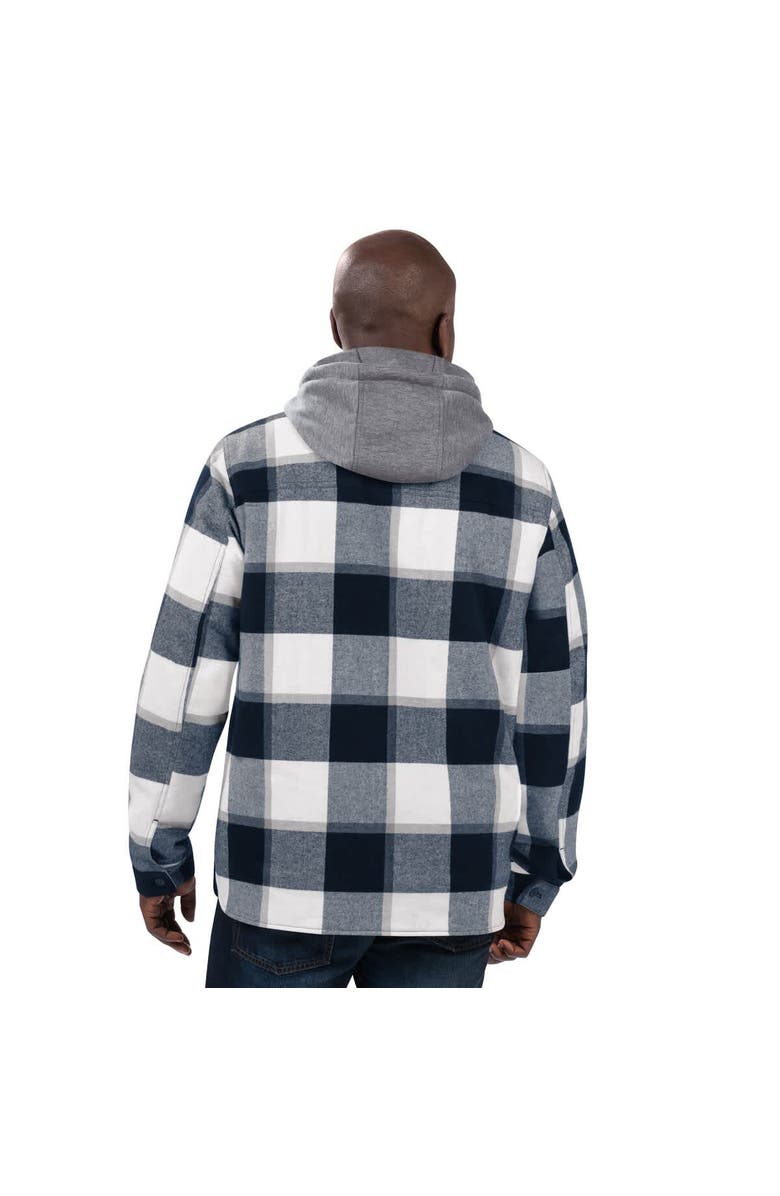 STARTER Men's Starter Navy New York Yankees Plaid Full-Zip Hoodie Jacket, Alternate, color,