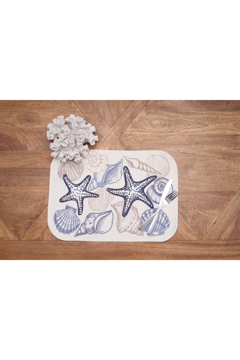 Vintage Shells Collection Set of 6 Placemats 13" x 19", Alternate, color, Blue
