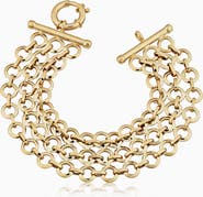 Oradina 14K Yellow Gold Disco Bracelet
