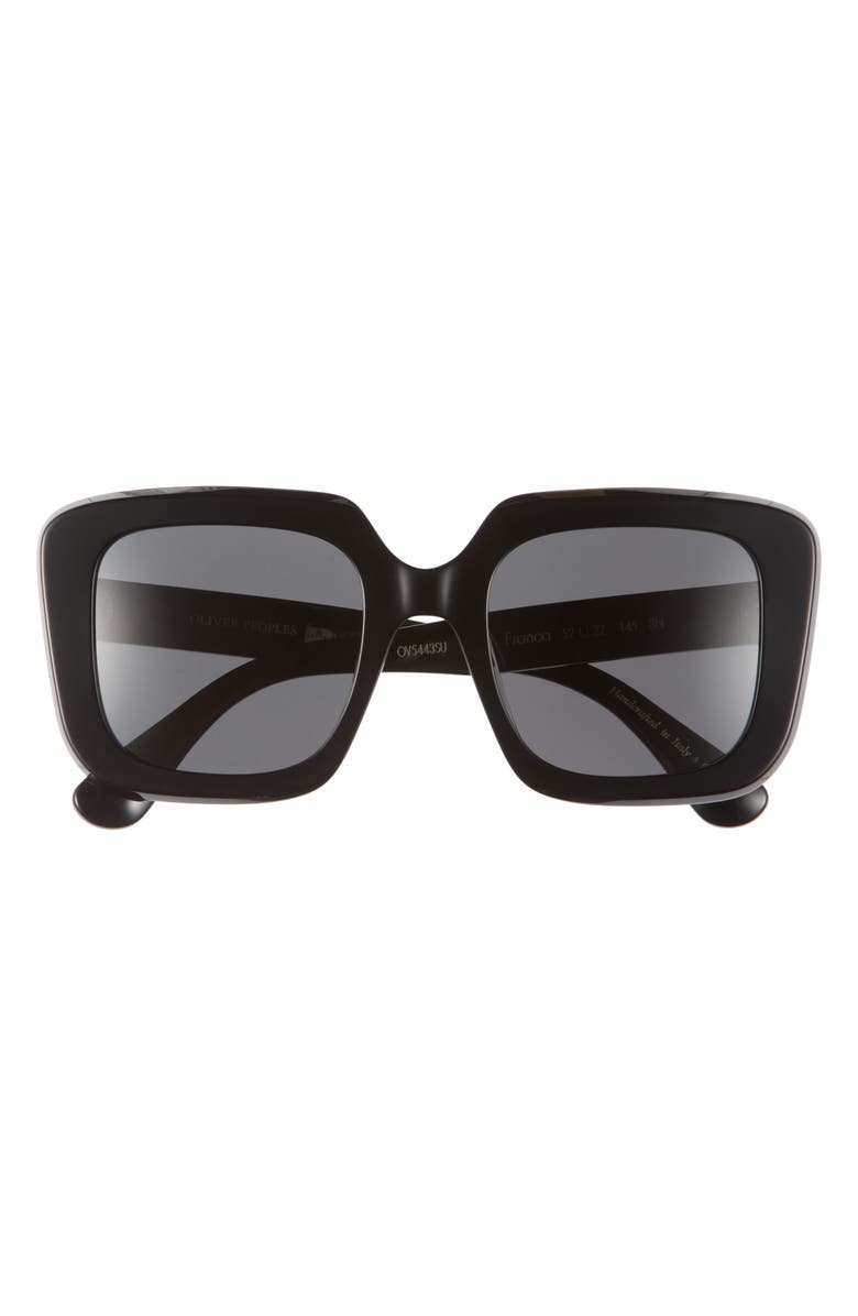 Oliver Peoples Franca 52mm Square Sunglasses, Main, color, Black
