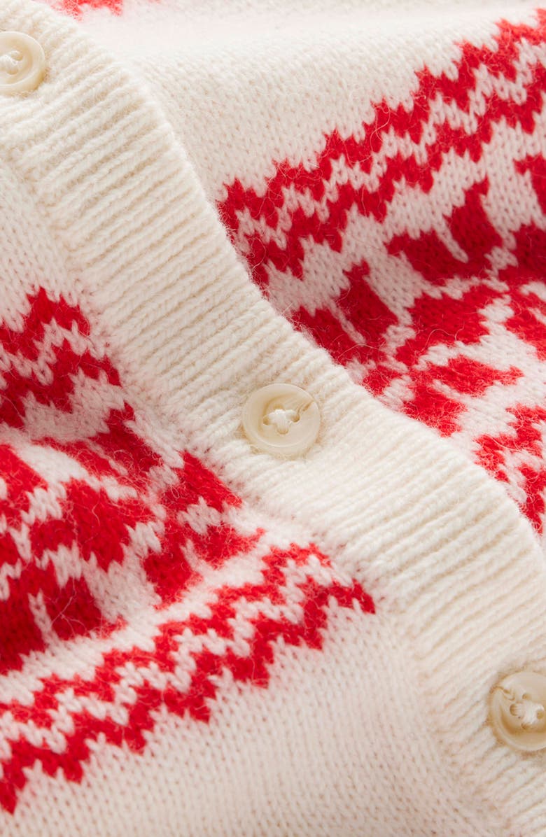 Boden Eliza Heart Fair Isle Wool, Cotton & Alpaca Blend Cardigan, Alternate, color, Warm Ivory Red Fair Isle