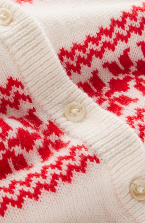 Boden Edie Fair Isle Knitted Shirt Warm Ivory, Red Fair Isle  In Red
