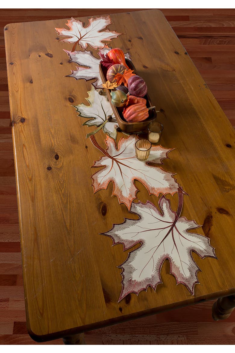 Maple Leaves Embroidered Table Runner 14X60, Alternate, color, Maple Leaves