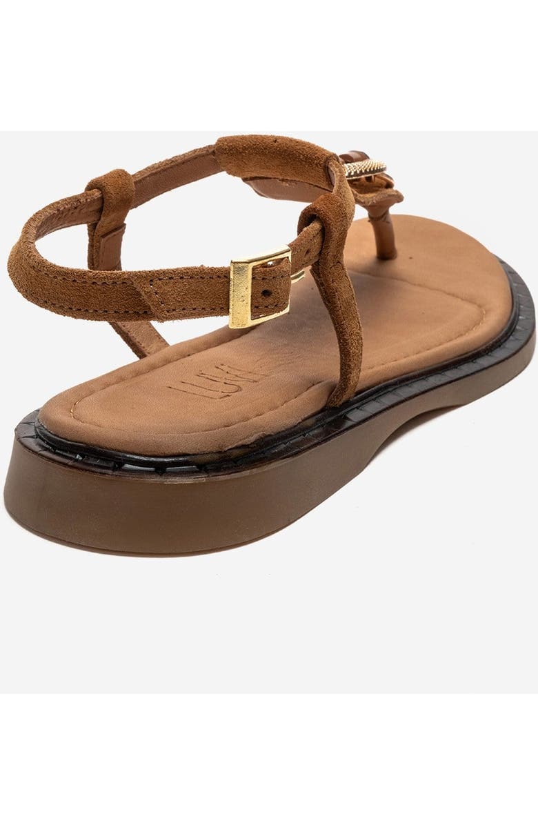 Forever & Always Shoes Tiana Leather Buckled Sandal, Alternate, color, Cognac Suede