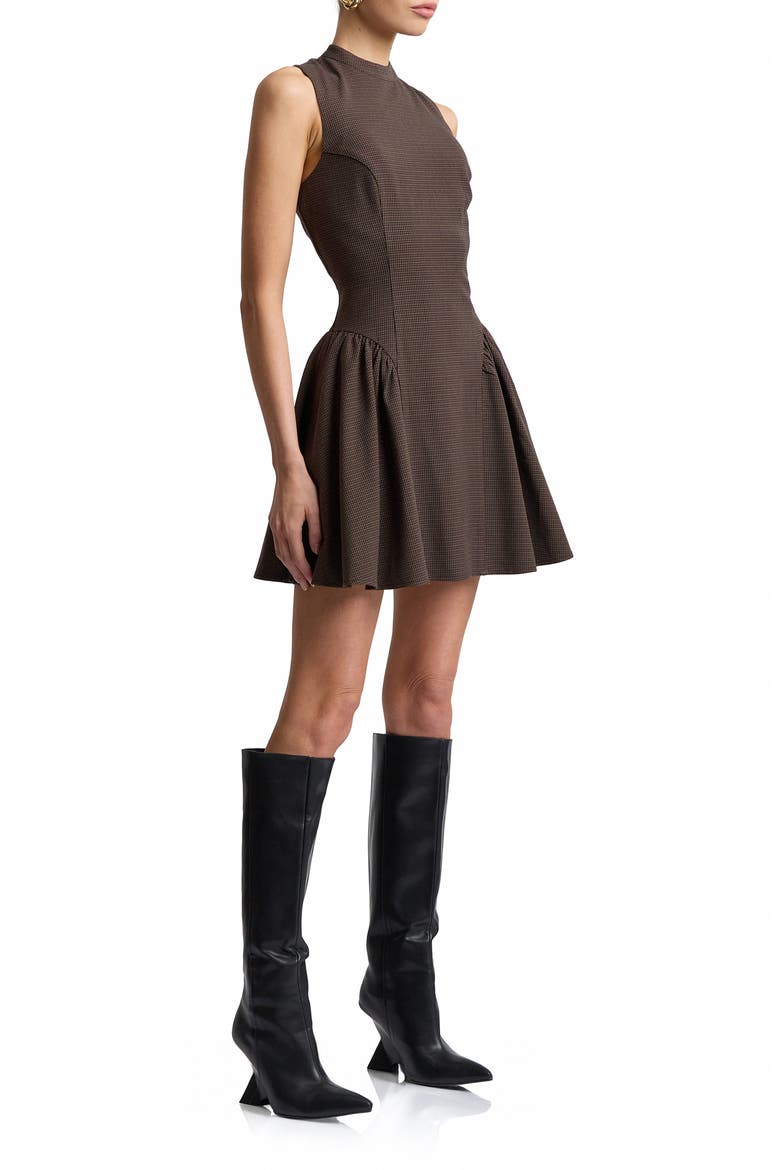 Sleeveless Flounce Minidress, Alternate, color, BROWN CHECK