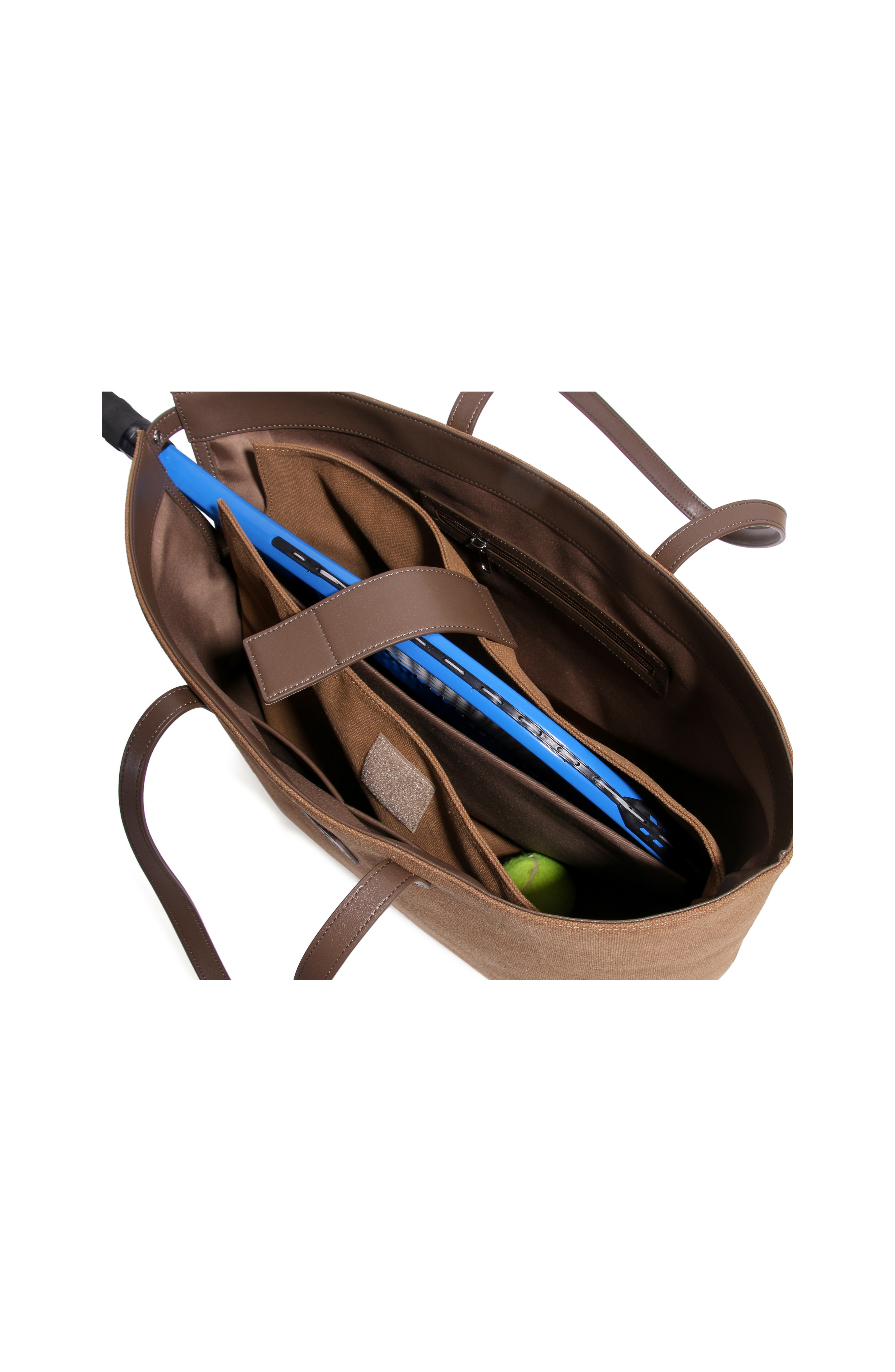 JURGI Tennis Racket Canvas and Leather Tote, Alternate, color, Camel