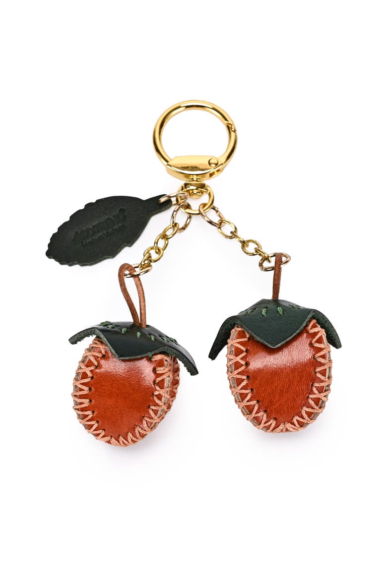 Simi Genuine Leather Mini Fruit Key Charm, Alternate, color, Caramel
