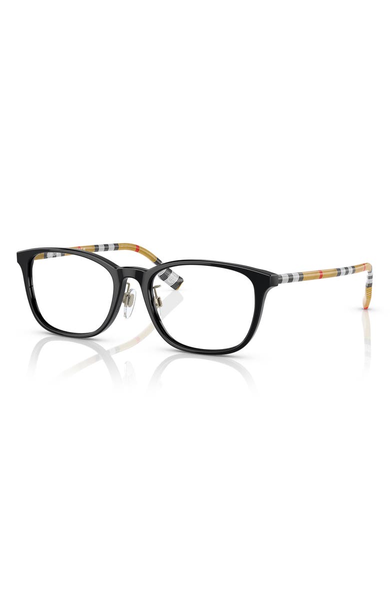 Burberry 53mm Rectangular Optical Glasses, Alternate, color, Black / Demo Lens