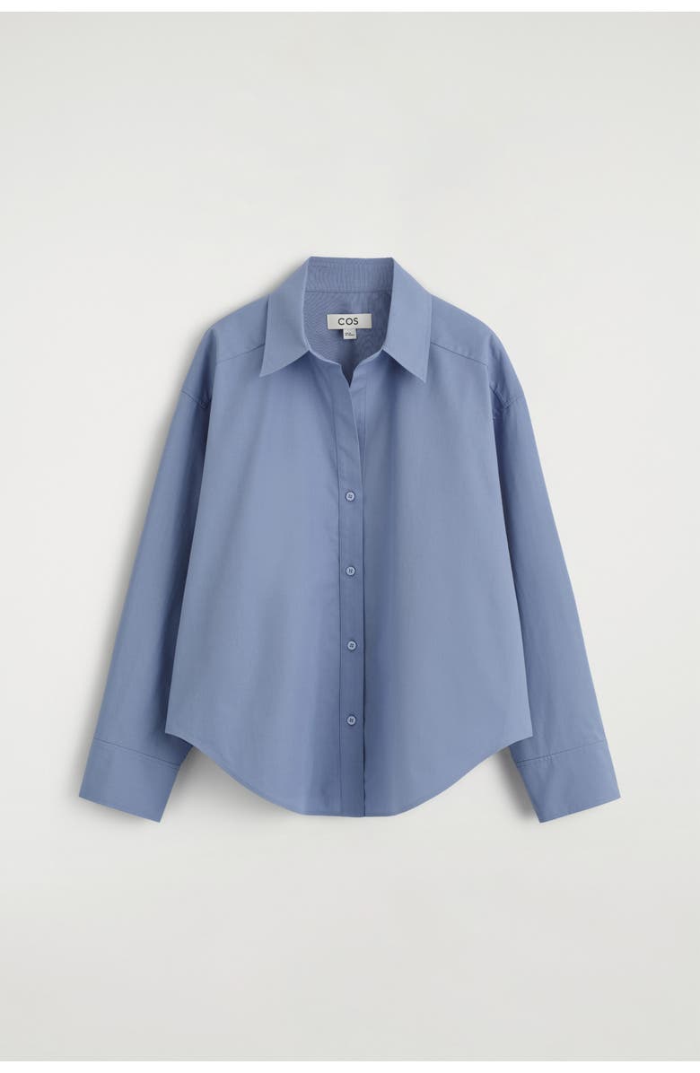 COS Open-Collar Cotton Shirt, Alternate, color, Blue