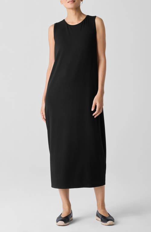 Eileen Fisher Jersey Shift Midi Dress In Black