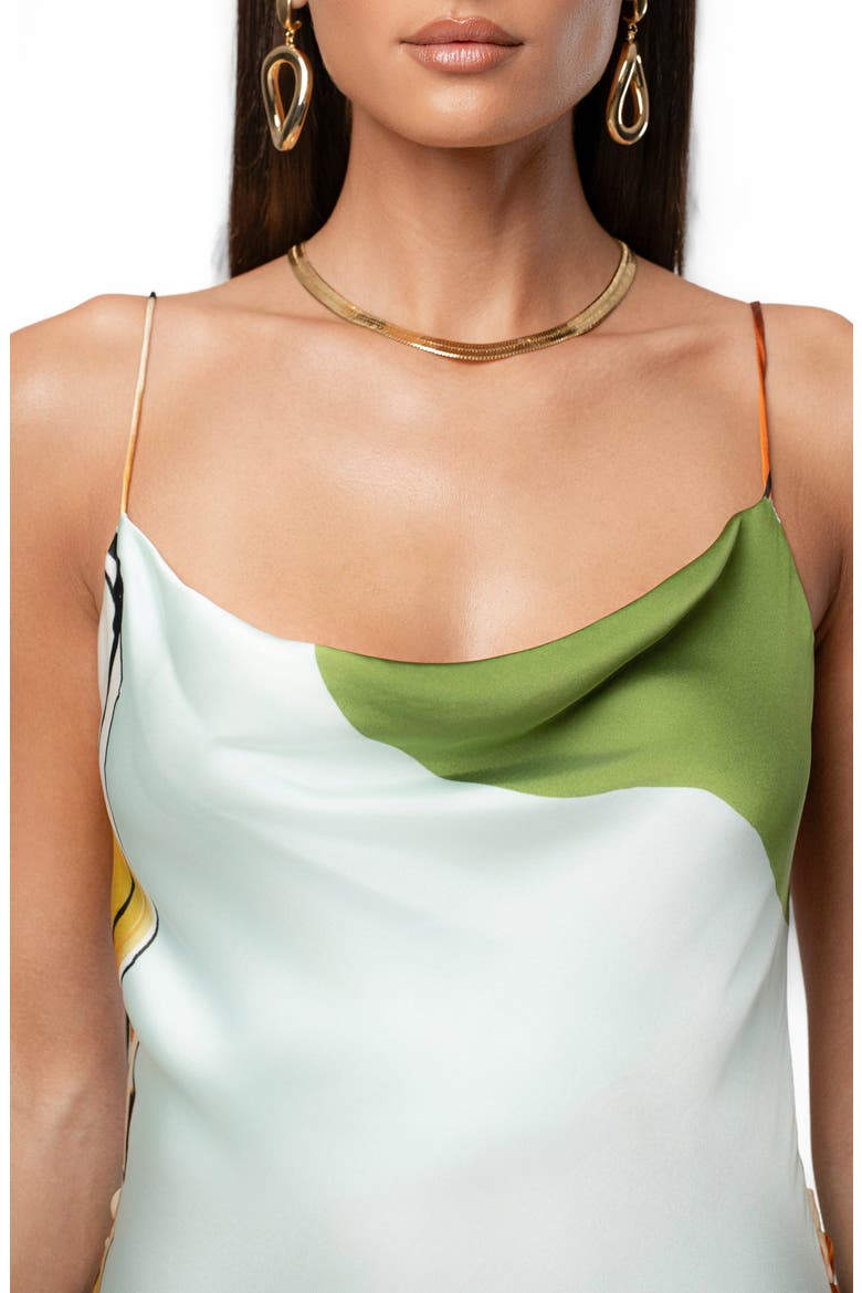 Golden Touch Drape Maxi Slipdress, Alternate, color, GREEN