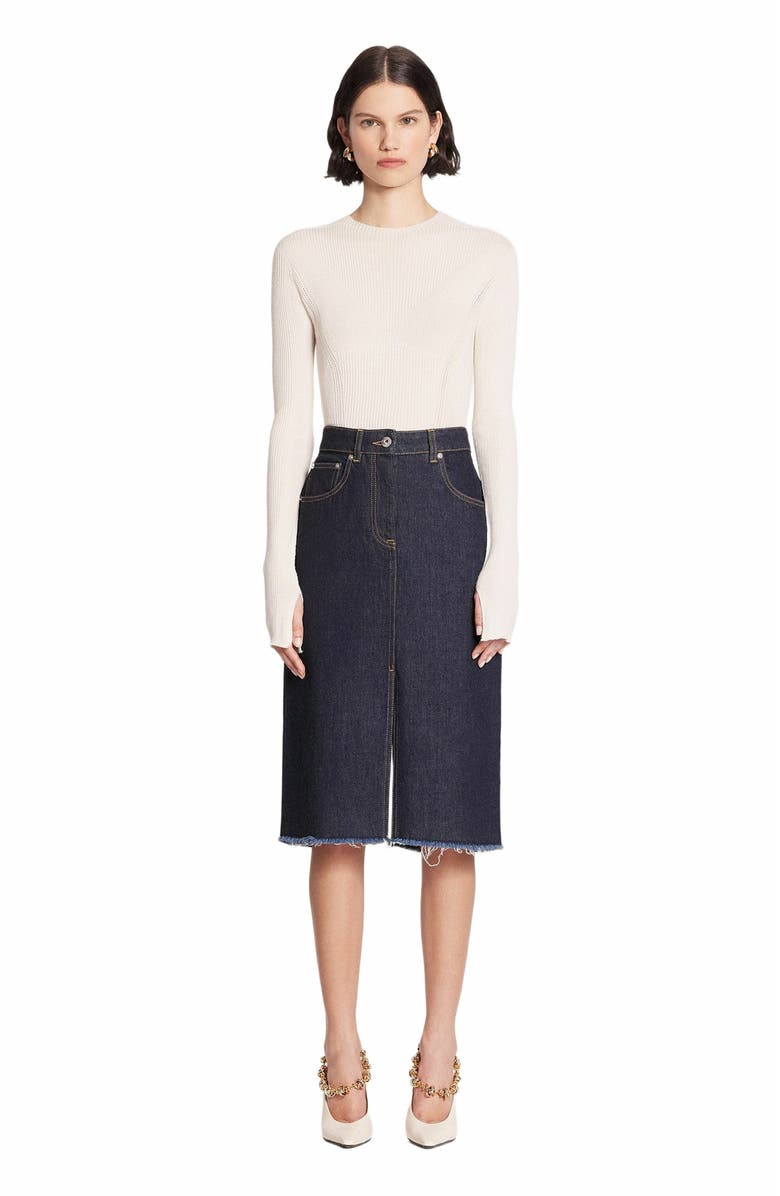 Lanvin Mid-Length Straight Denim Skirt, Main, color, 