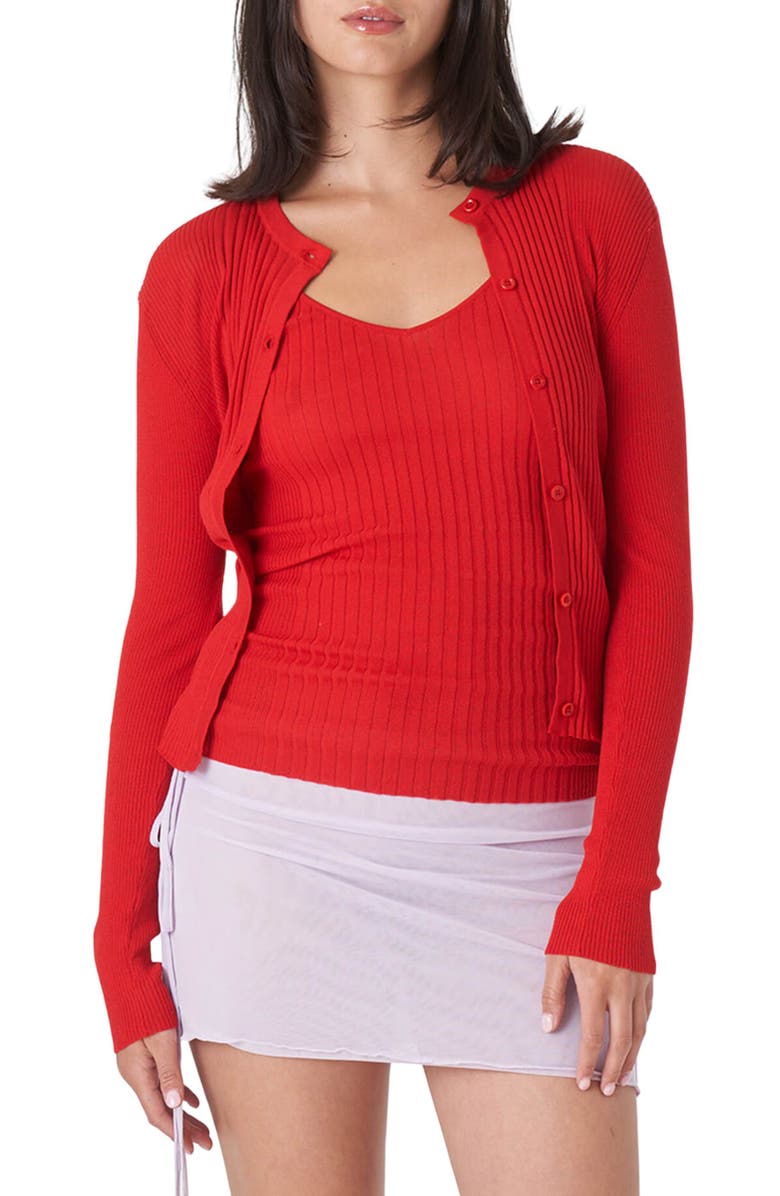 Find Me Now Variegated Rib Cotton Blend Cardigan, Main, color, 