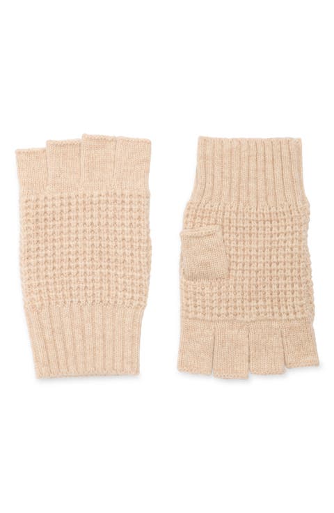 Waffle Fingerless Merino Wool Gloves
