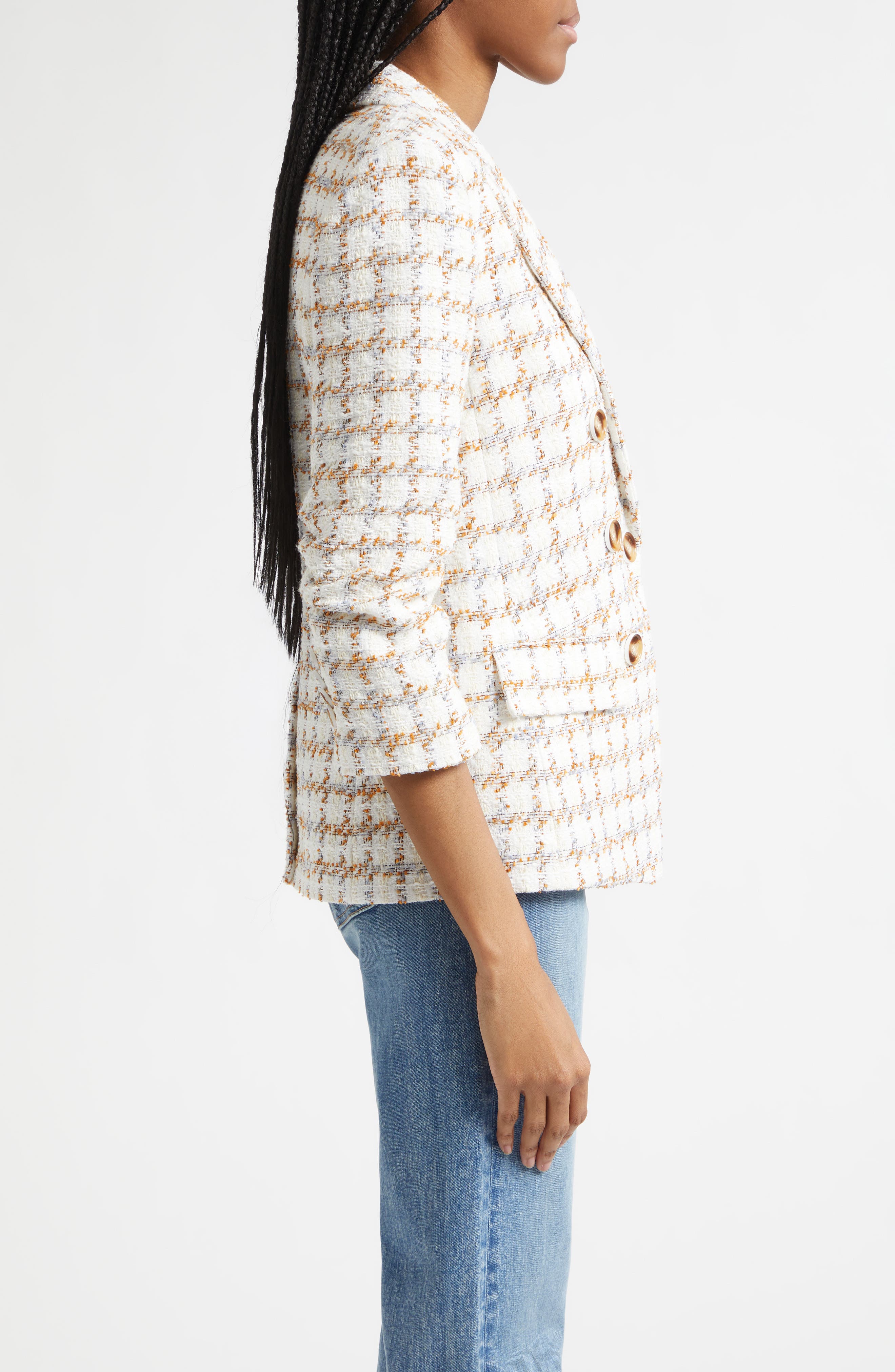 Veronica Beard Ryland Double Breasted Metallic Tweed Dickey Jacket — фото 5