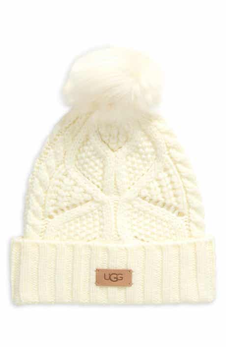 UGG® Faux Fur Pompom Cable Knit Beanie