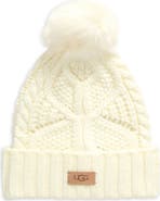 UGG® Faux Fur Pompom Cable Knit Beanie