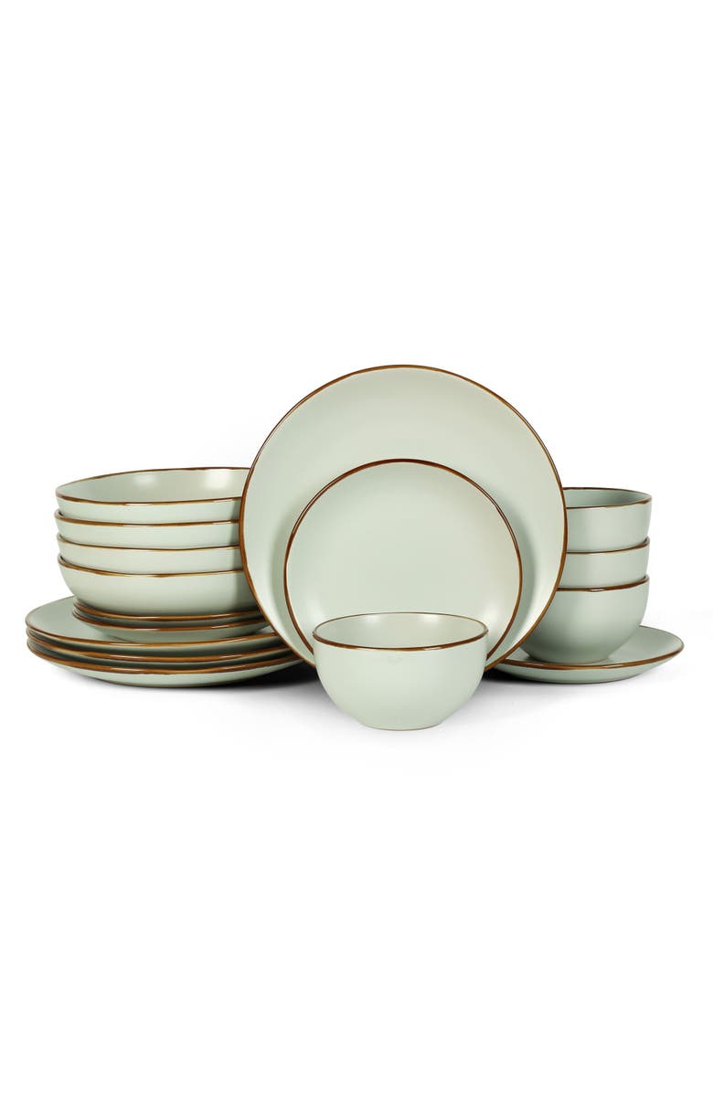 Stone Lain Brasa Stoneware 16-Piece Dinnerware Set, Main, color, Light Green