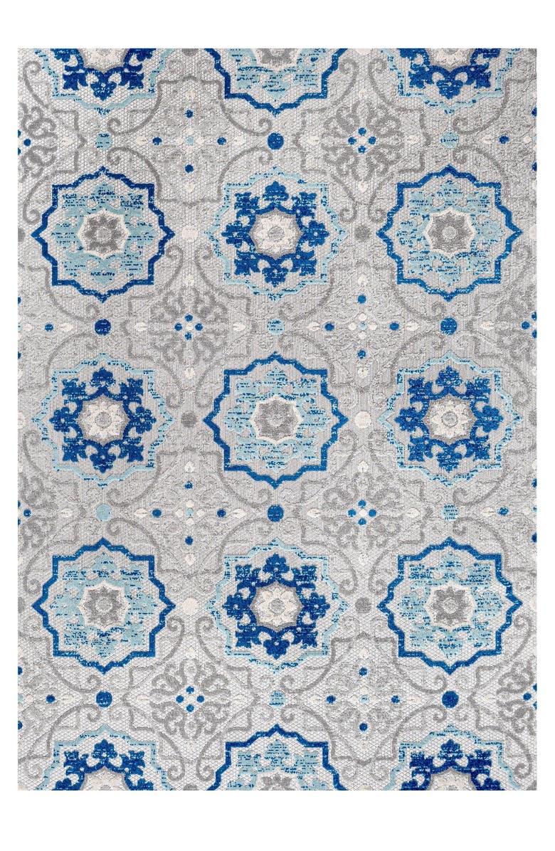 JONATHAN Y Mediterranean Medallion Indoor/Outdoor Area Rug, Alternate, color, Blue/Gray