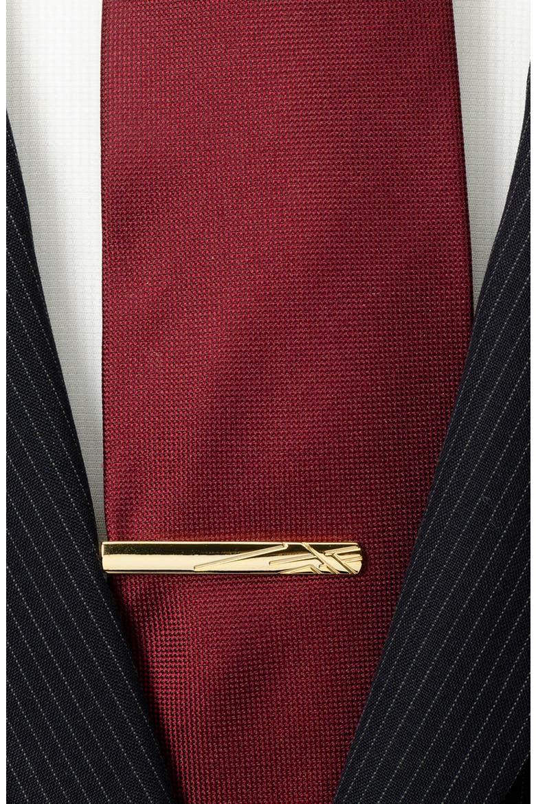 Goldtone Etched Tie Clip, Alternate, color, GOLD