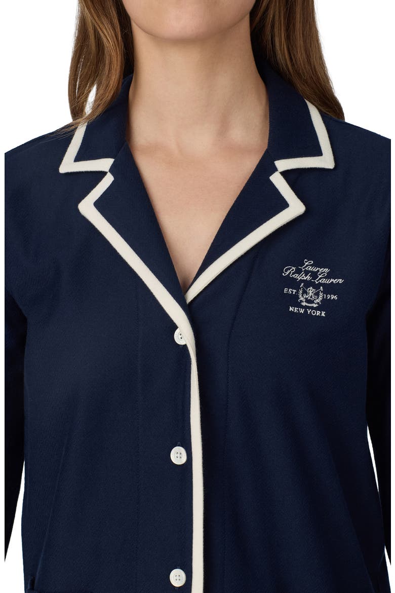 Notch Collar Cotton Pajama Set, Alternate, color, NAVY
