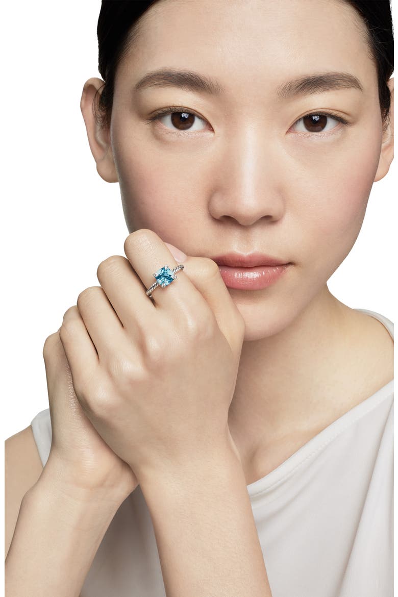 Chatelaine® Ring with Semiprecious Stone & Diamonds, Alternate, color, BLUE TOPAZ