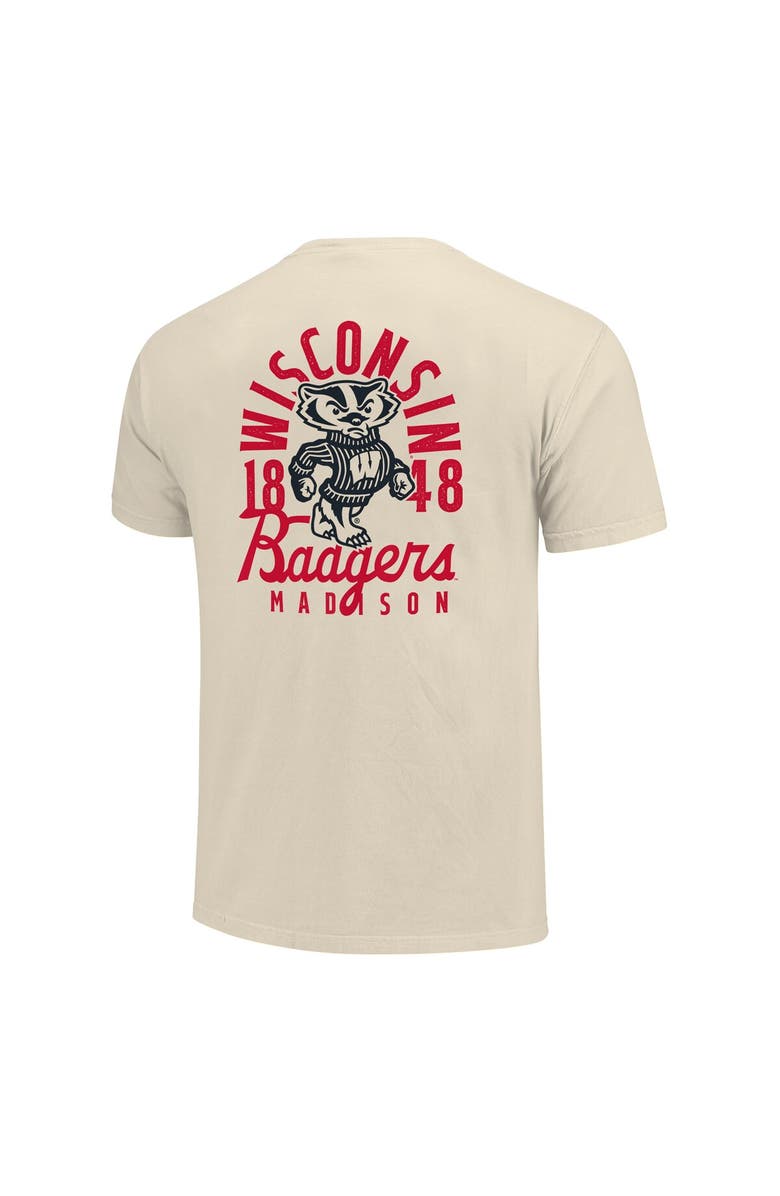 IMAGE ONE Men's Cream Wisconsin Badgers Comfort Colors Mascot Overlay T-Shirt, Alternate, color, Cream