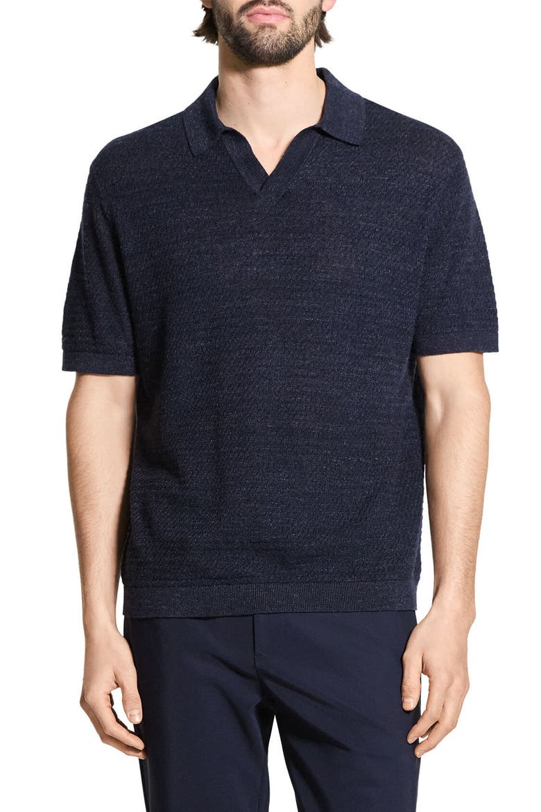 Brenan Linen Blend Polo, Main, color, BALTIC