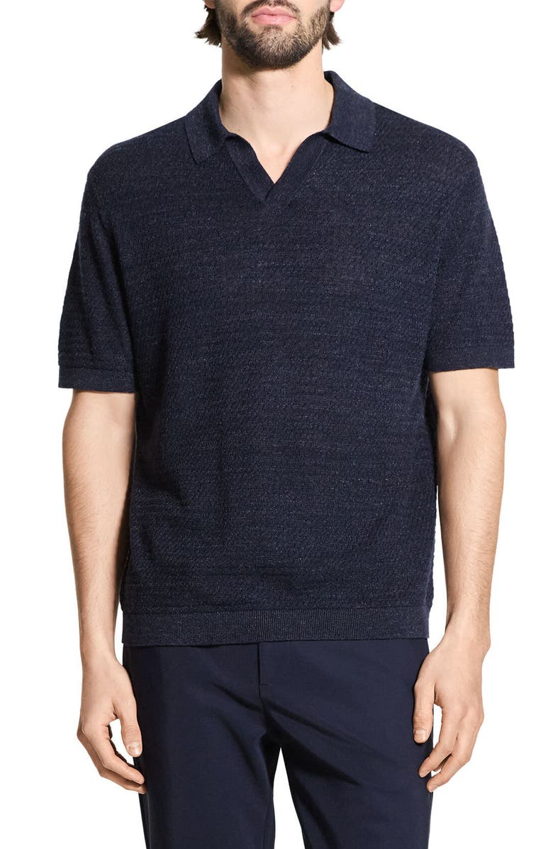 Theory Brenan Linen Blend Polo, Main, color, Baltic