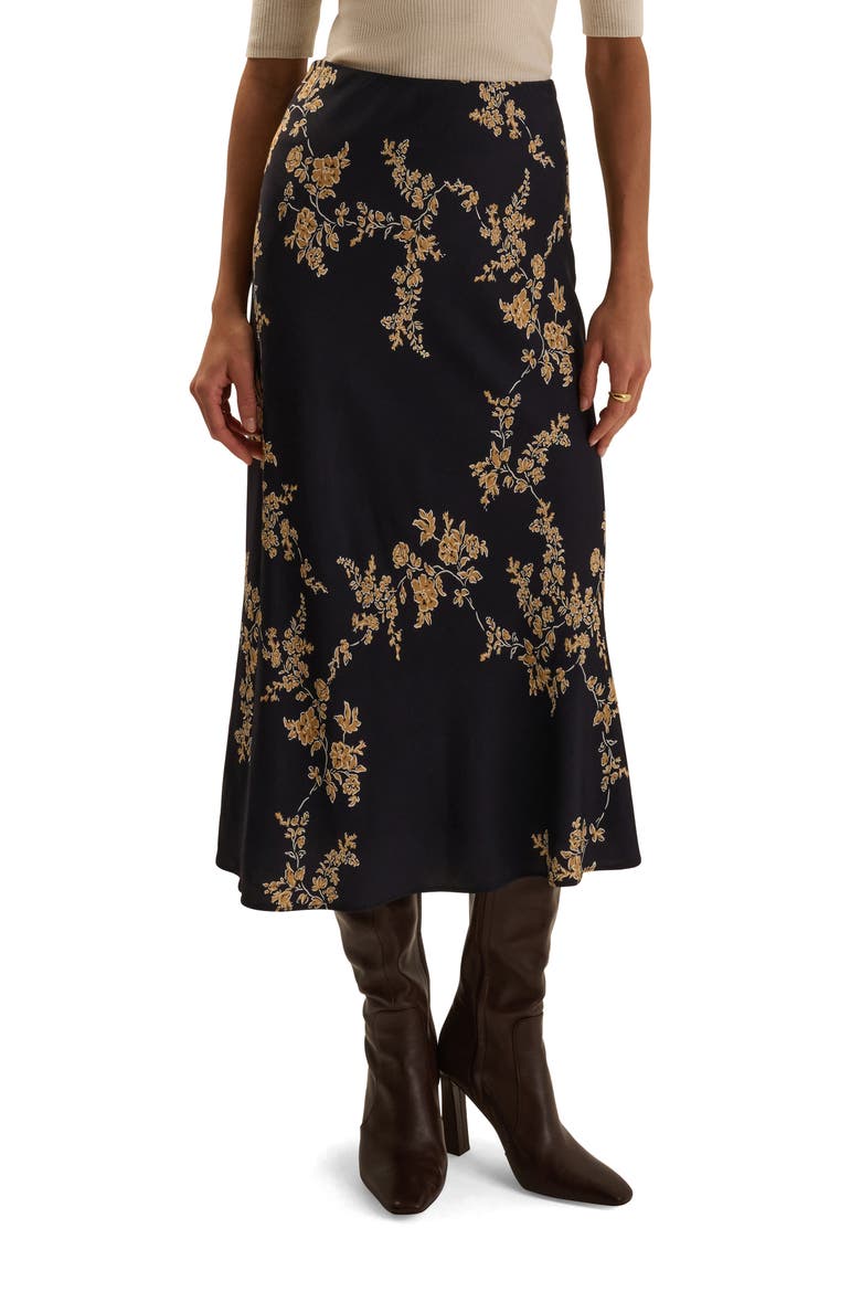 The Jojo Floral Maxi Skirt, Main, color, NAVY VINE FLORAL